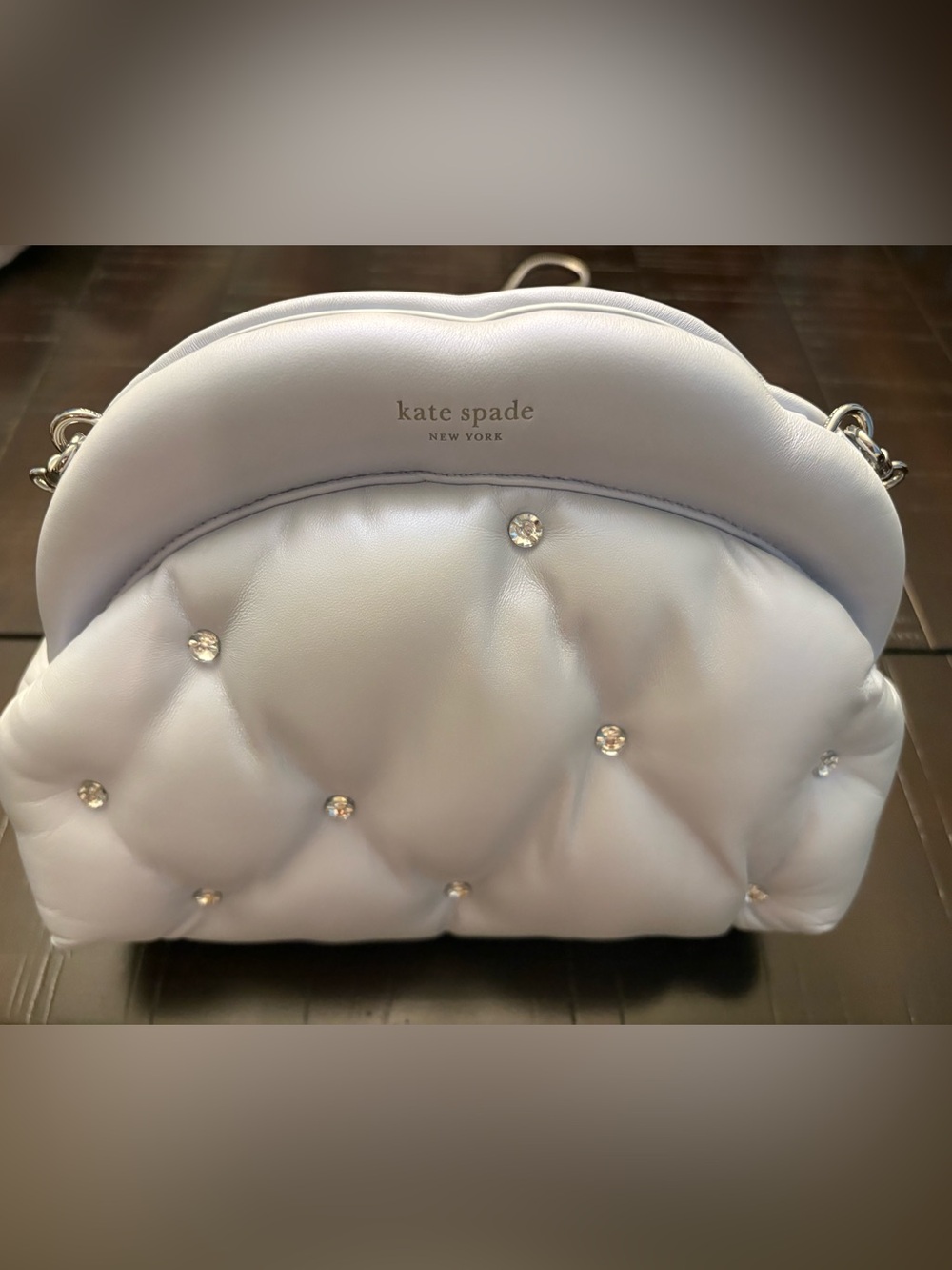 kate spade powder blue quilted crystal-accent cloud clutch - Picture 2 of 12
